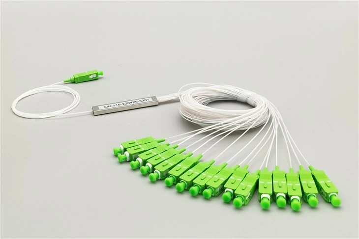 1x16 SC APC Plc Fiber Ayırıcı, Çelik Boru, Çıplak Fiber 250μm, Tekli Mod