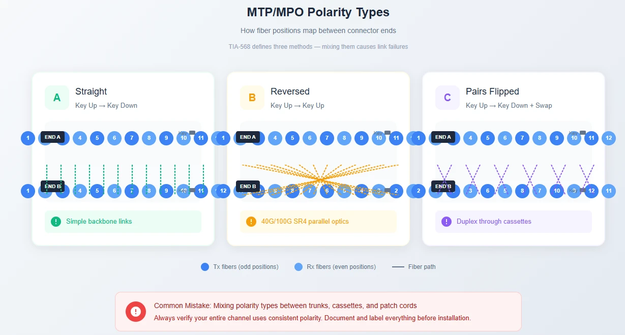 MTP/MPO polarity methods